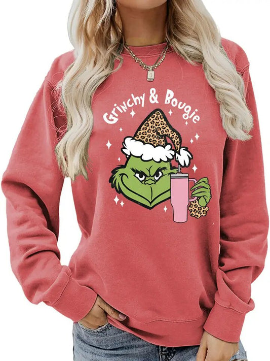 Red Grinch & Bougie Christmas Sweatshirt