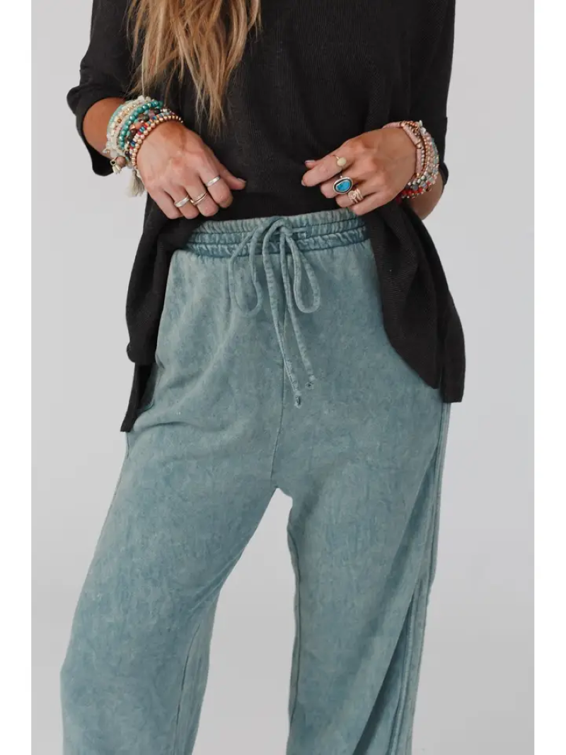 So Comfy Wide Leg Full Pant Teal - Blue Mimosa Boutique