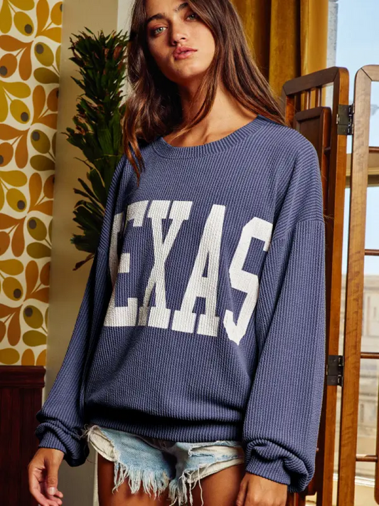 Texas Graphic Sweatshirt - Midnight - Blue Mimosa Boutique