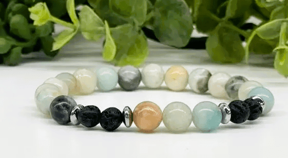 Amazonite Lava Aromatherapy Bracelet - Blue Mimosa Boutique