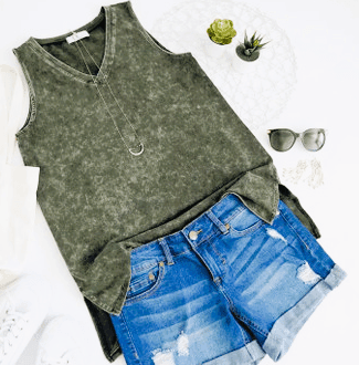 Army Green Tank Top - Blue Mimosa Boutique