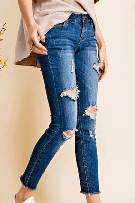 Distressed Skinny Jeans - Blue Mimosa Boutique