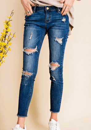 Distressed Skinny Jeans - Blue Mimosa Boutique