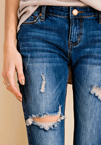 Distressed Skinny Jeans - Blue Mimosa Boutique