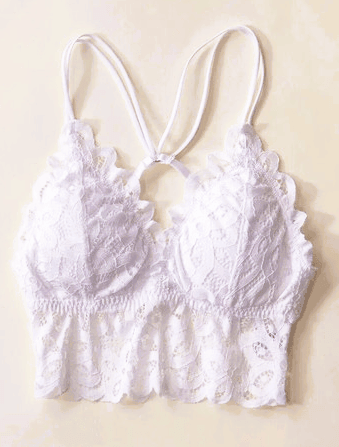 Floral Lace Criss-cross White Bralette - Blue Mimosa Boutique