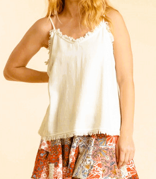 White Frayed Hem Linen Tank - Blue Mimosa Boutique